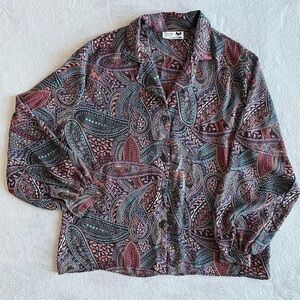 Davida Sport California Vintage Paisley Blouse Large